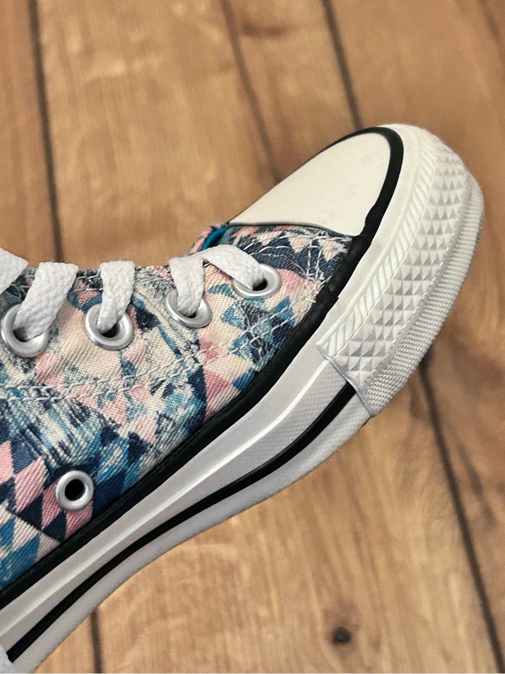 Converse Chuck Taylor High Top Sneakers  Geometric Faded Cream Teal Pink W Sz 5 - Picture 10 of 16